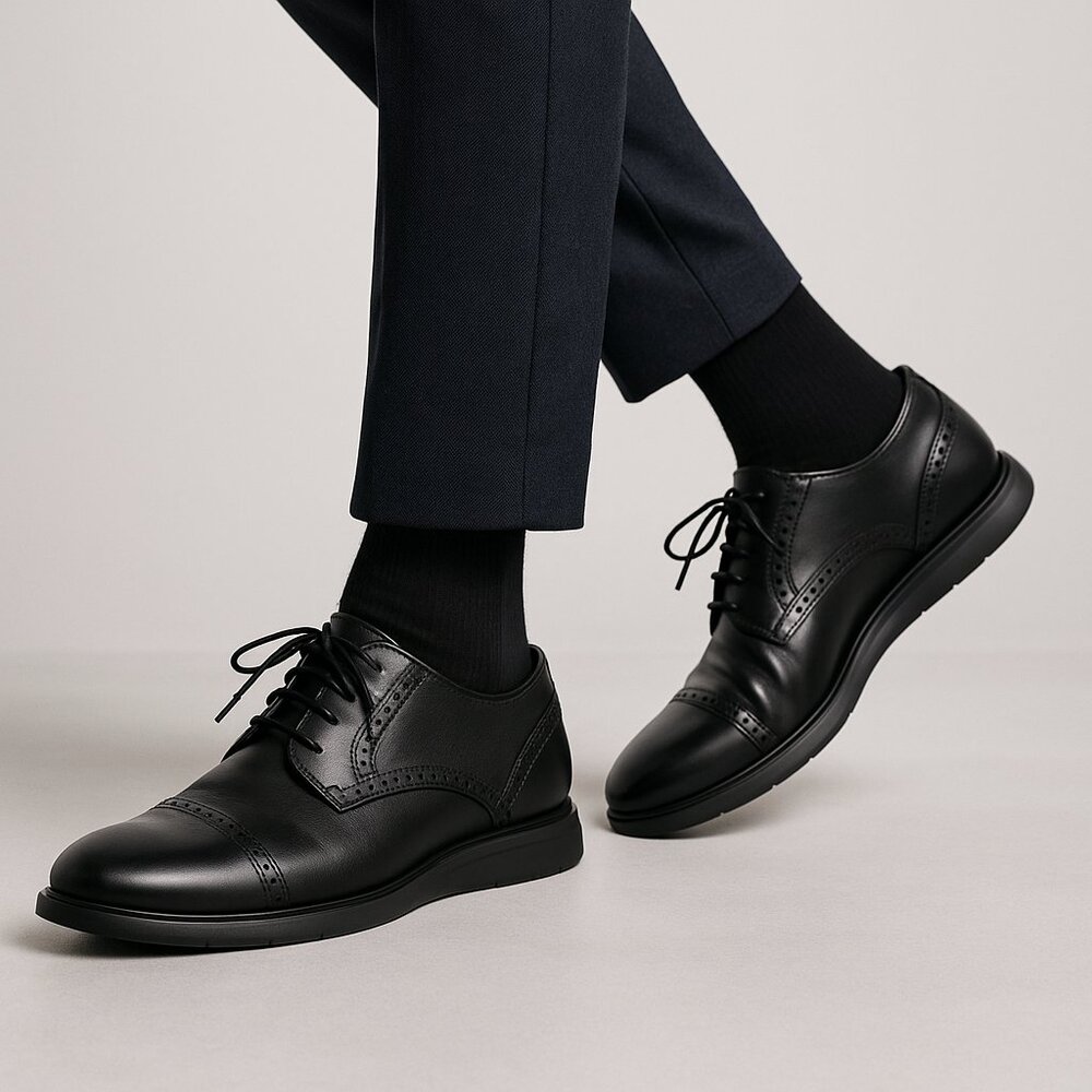 Johnston & Murphy Men’s 9.5M Black Leather Oxford Dress Shoes Classic Preppy - Picture 1 of 8
